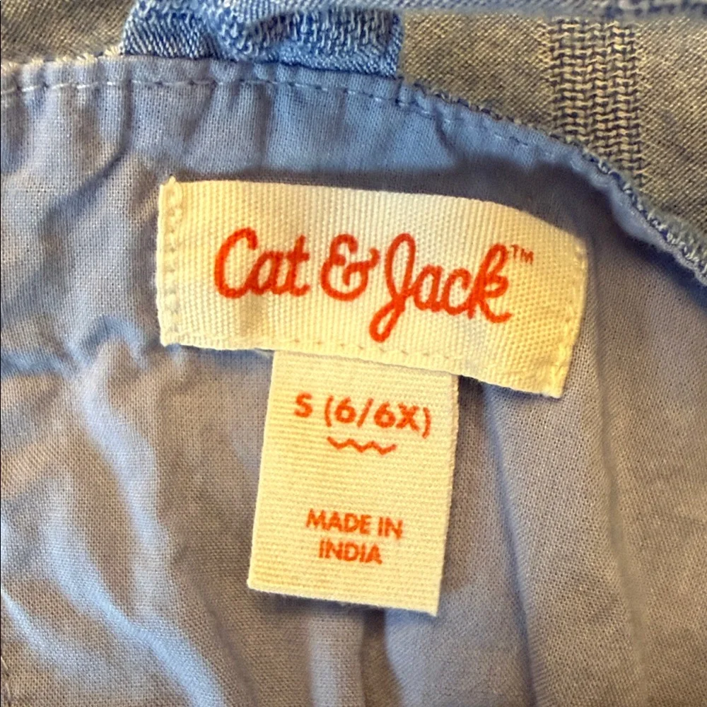 Cat & Jack Girls'‎ Blue Tie-Back Sleeveless Flare Woven Dress. Sz S(6/6x)